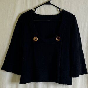 Free People Women's Black Cropped Knit Cardigan - Wool Blend, Size S/M